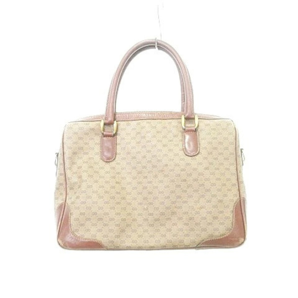 Gucci GG handbag beige monogram canvas brown leather